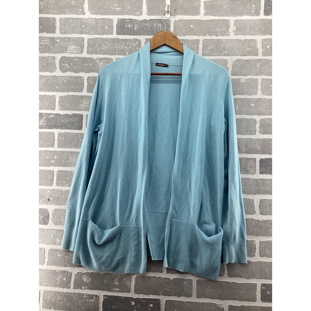 J.McLaughlin Light Blue Open Front Cardigan Shawl Collar Cotton Modal Small